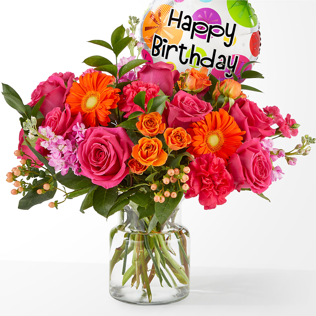 Fiesta Bouquet with Birthday Balloon – Village Florist, Richmond KY