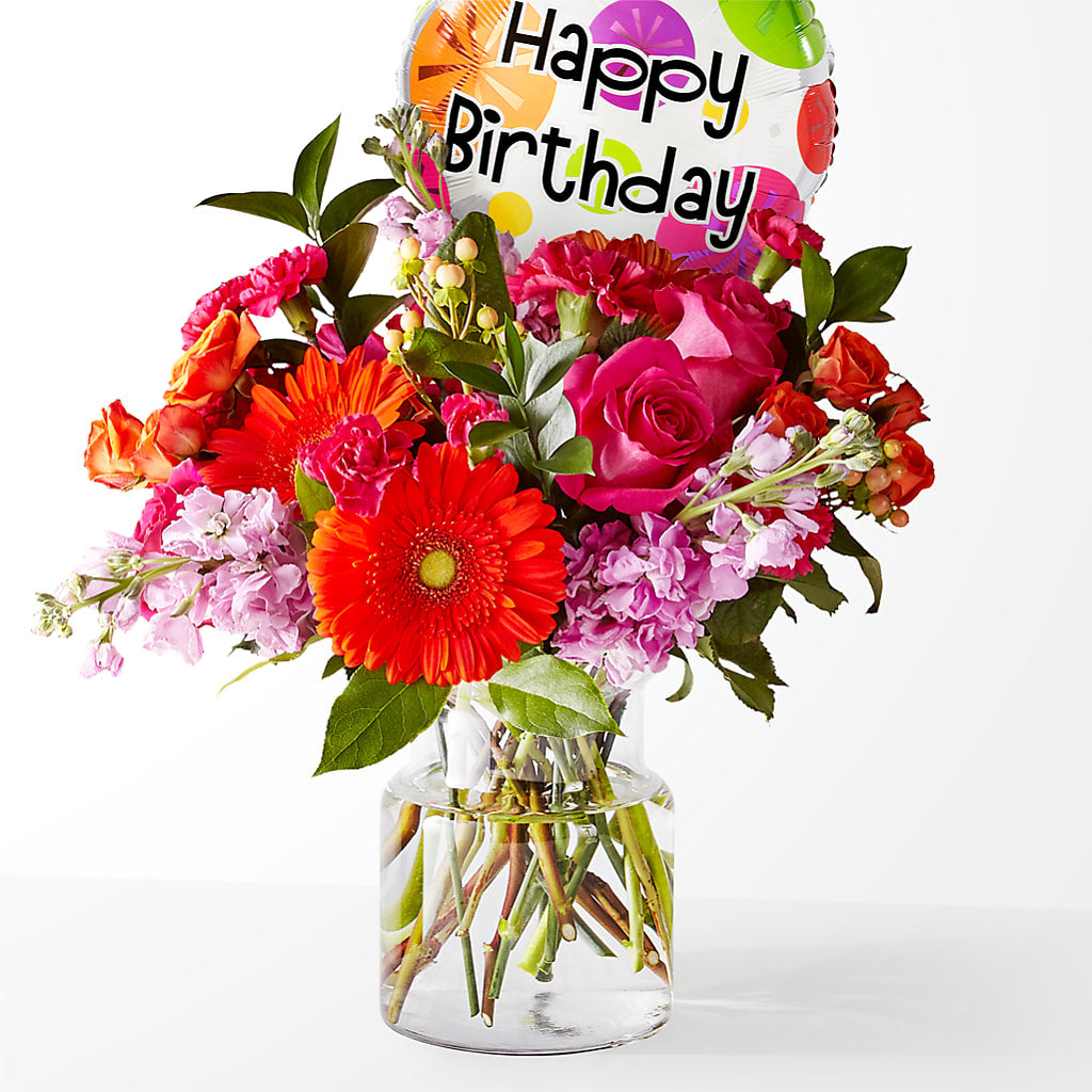 Fiesta Bouquet with Birthday Balloon – Village Florist, Richmond KY