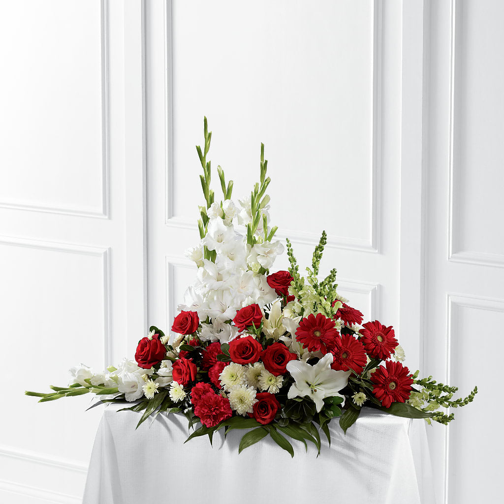 Crimson & White Arrangement – Village Florist, Richmond KY