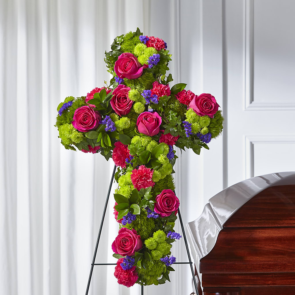 Tribute Rose Floral Cross – Village Florist, Richmond KY