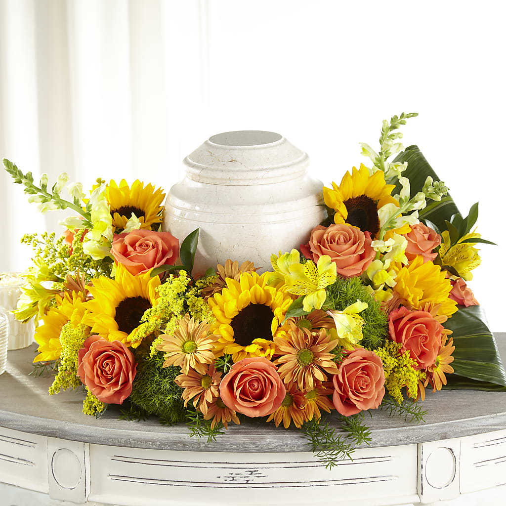 Faithful Sunflower Cremation Adornment – Village Florist, Richmond KY