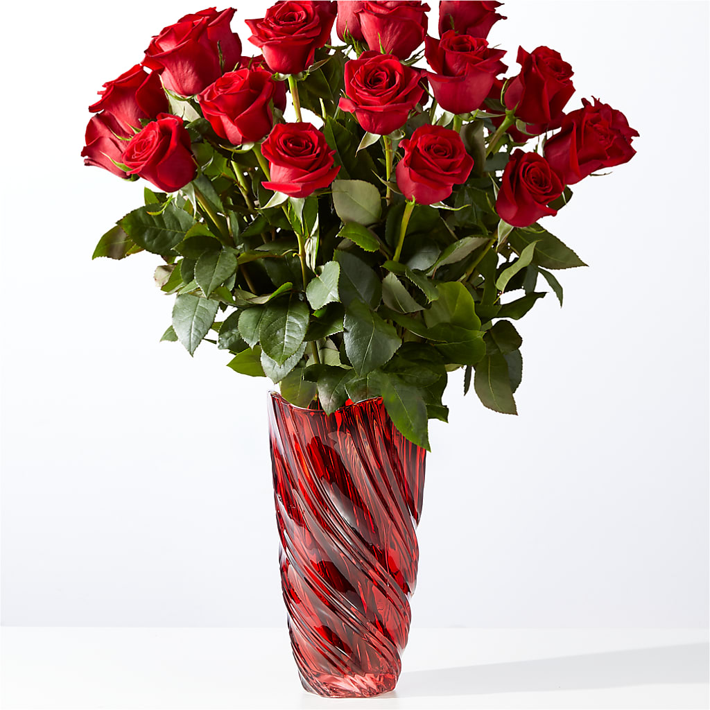 Classic Love Red Rose Bouquet with Luxe Swirl Vase – Village Florist, Richmond KY