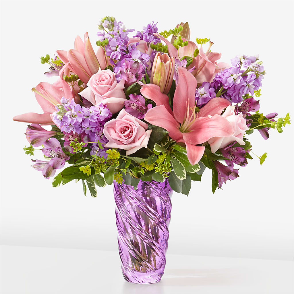 Precious Petals Bouquet with Luxe Swirl Vase – Village Florist, Richmond KY