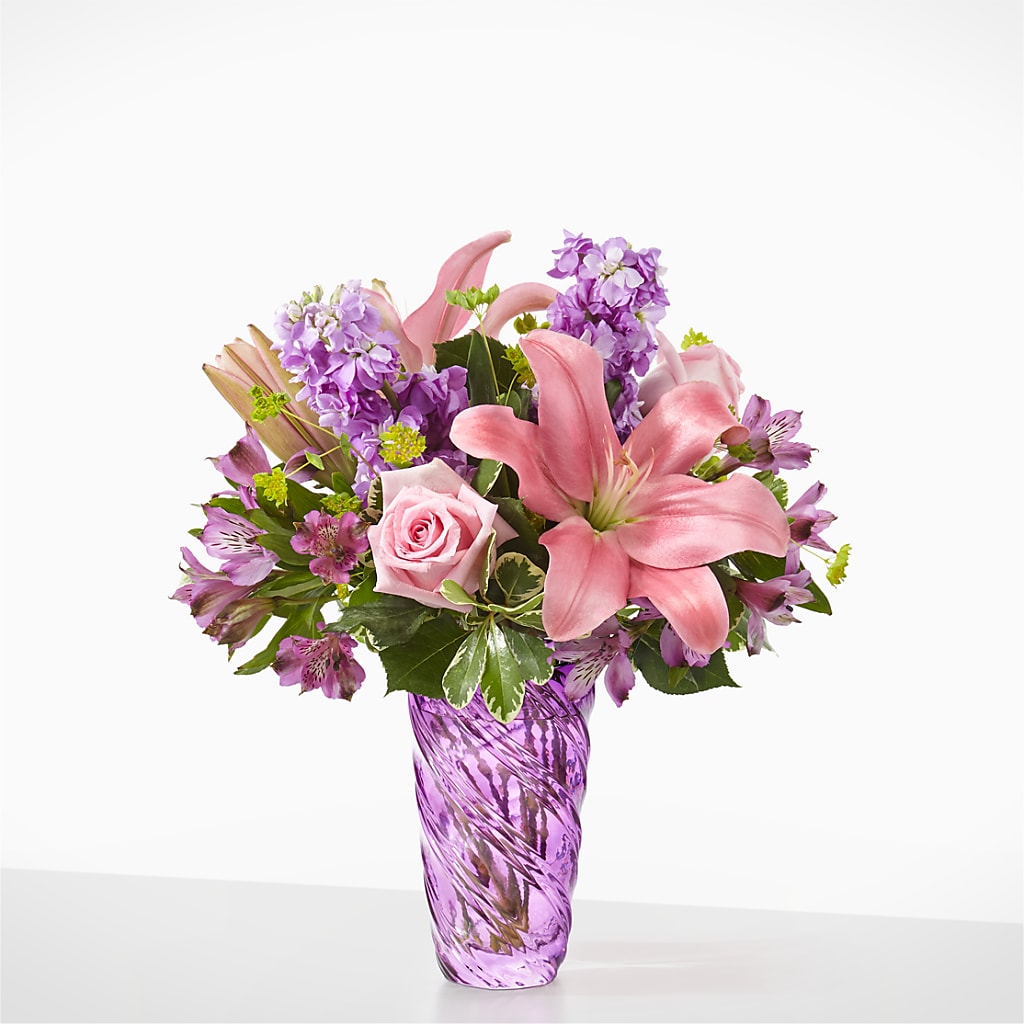 Precious Petals Bouquet with Luxe Swirl Vase – Village Florist, Richmond KY
