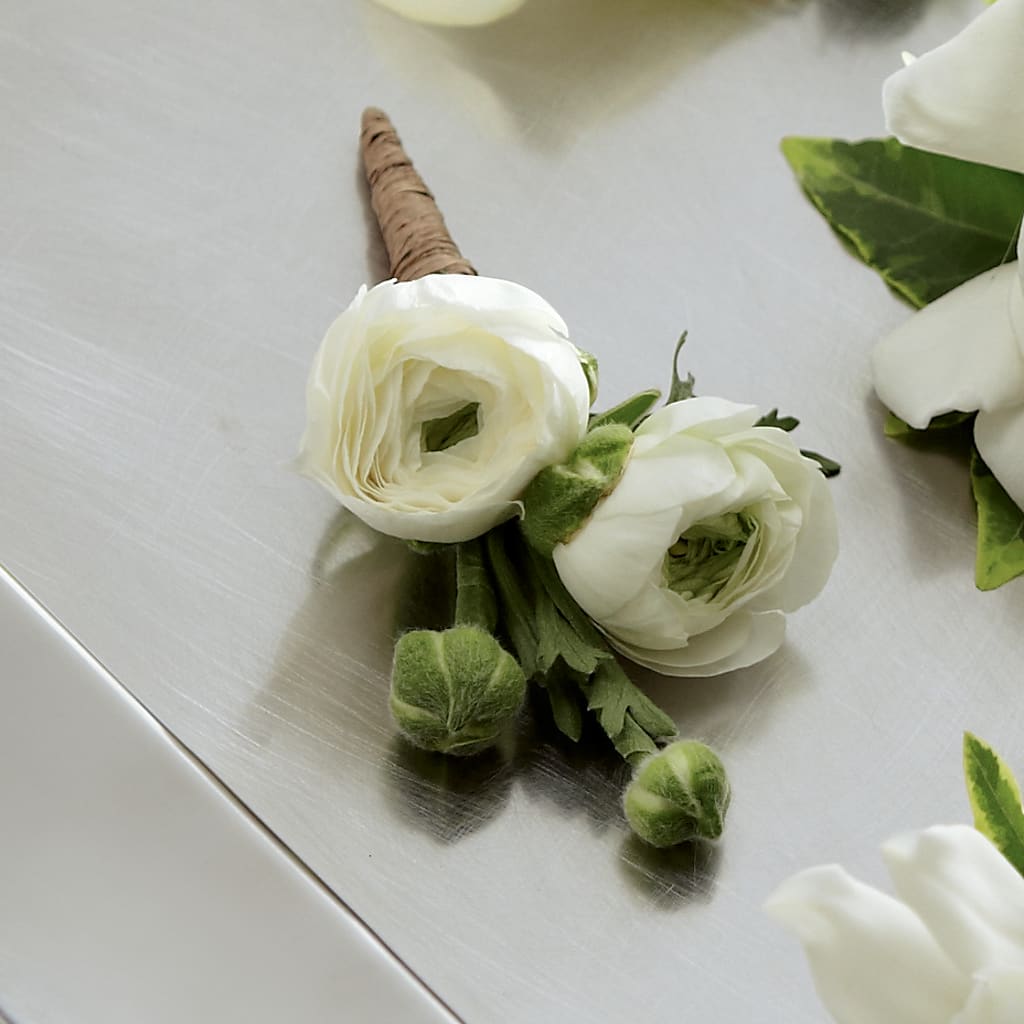 White Ranunculus Boutonniere – Village Florist, Richmond KY