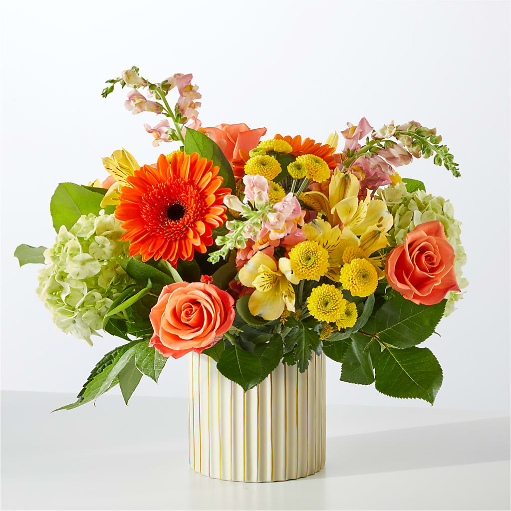 Autumn Sunshine Bouquet with Ivory Vase –  Village Florist, Richmond KY