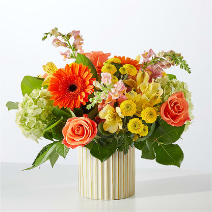 Autumn Sunshine Bouquet with Ivory Vase –  Village Florist, Richmond KY