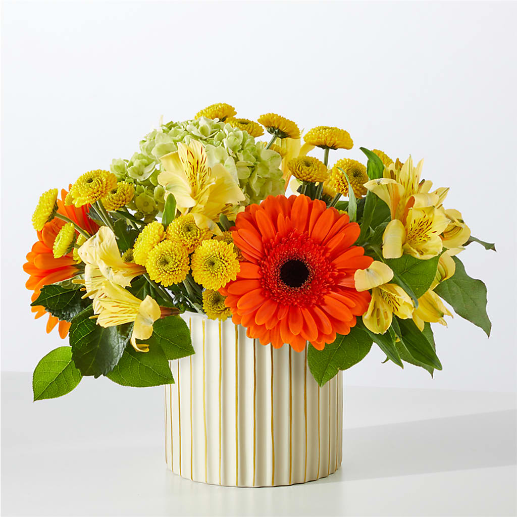 Autumn Sunshine Bouquet with Ivory Vase –  Village Florist, Richmond KY