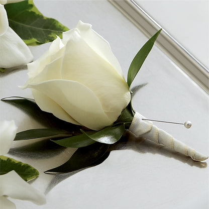 White Rose Boutonniere –  Village Florist, Richmond KY