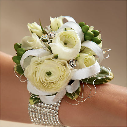 White Wedding Corsage –  Village Florist, Richmond KY
