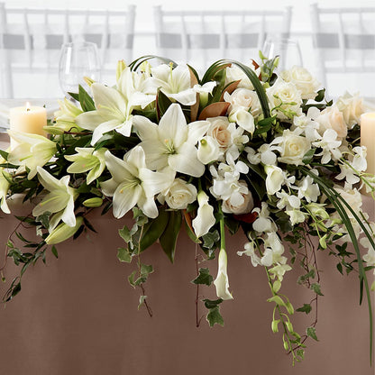 White Linen Arrangement –  Village Florist, Richmond KY
